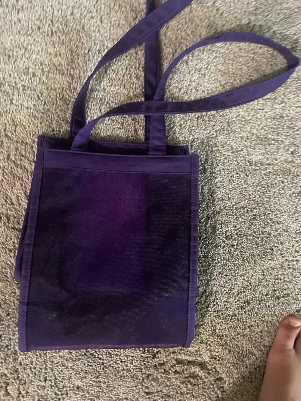 Purple Mesh Tote Bag with Shoulder Straps